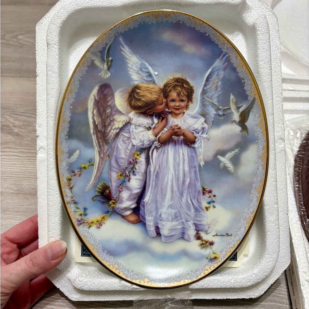 The Bradford Exchange Sandra Kucks Angel Kisses Vintage Plate Decor Framed 1999